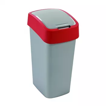 CURVER Flip Bin 45L Cestino rifiuti Argento/Rosso con coperchio basculante