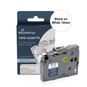 MediaRange Cartuccia nastro etichettatrice Flexible ID compatibile Brother TZ-FX231/TZe-FX231 12mm 8m Nero su Bianco