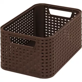CURVER KIS Style S Scatola portaoggetti 7,2L Marrone scuro effetto rattan intrecciato 28,5x19,4x13cm
