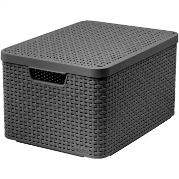 CURVER Style L Scatola portaoggetti con coperchio, 43,6 x 32,6 x 23 cm, 23L, Grigio scuro