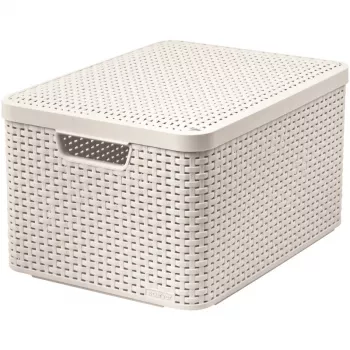 CURVER Style L Scatola portaoggetti con coperchio, 43,6 x 32,6 x 23 cm, Crema, pieghevole, impilabile