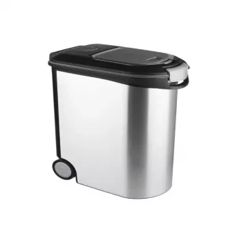 CURVER Pet Life Contenitore per conservare il cibo con ruote, 12kg, 35L, 49,3x27,8x40,3 cm, argento