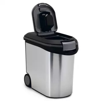 CURVER Pet Life Contenitore per conservare il cibo con ruote, 12kg, 35L, 49,3x27,8x40,3 cm, argento