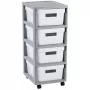 Curver Infinity Torre portaoggetti su ruote con 4 cassetti, 40 L totali, grigio/bianco