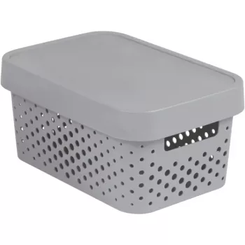 Curver Infinity Scatola portaoggetti in materiale riciclato con coperchio, 4,5L, grigio