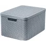 CURVER Style L Scatola portaoggetti con coperchio, 32L, grigio chiaro, effetto rattan, impilabile