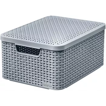 CURVER Style M Scatola portaoggetti con coperchio, 39,3 x 29,3 x 18,7 cm, grigio chiaro, pieghevole