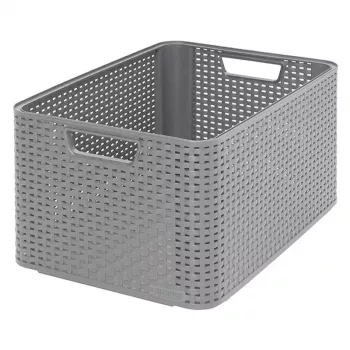 CURVER Style L Scatola portaoggetti 43,6 x 32,6 x 23 cm grigio chiaro effetto rattan 33L