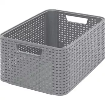 CURVER Style Scatola portaoggetti M 38,6x28,7x17 cm grigio chiaro effetto rattan 17L