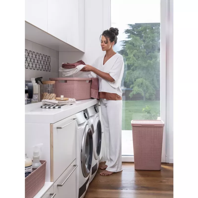 CURVER cesto portabiancheria Jute 58L rosa 43x34x60cm