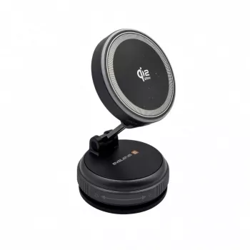 Evelatus Qi2 25W caricabatterie wireless magnetico per auto con cavo a spirale AutoSpring USB-C 1,2m nero