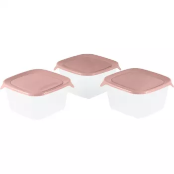 CURVER Fresh&Go Set scatole contenitore quadrate 3x1,2L rosa