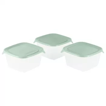 Curver Fresh&Go Set scatole per alimenti quadrate 3 pezzi 3x1,2L verde