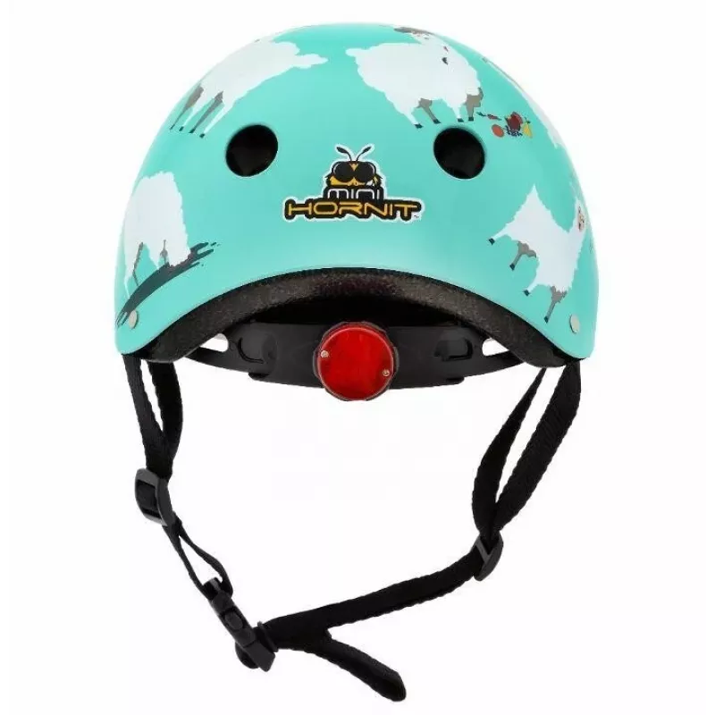 Hornit Llama Casco per bici bambino, Medium 53-58cm, bianco/multi, luce LED LLM921