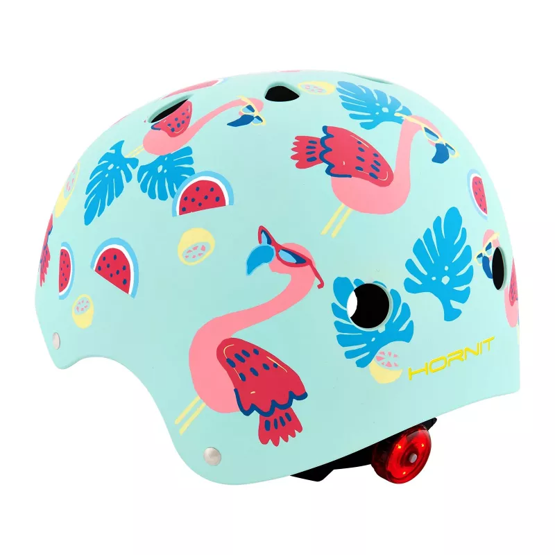 Hornit Flamingo Casco per bici bambino M (53-58cm) con luce LED posteriore FLS931
