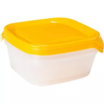 CURVER Fresh & Go set di ciotole per animali domestici da 3 pezzi, 0,8L ciascuna, giallo, con coperchi ermetici