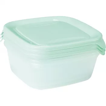CURVER Fresh & Go set di ciotole per stoccaggio da 3 pezzi, 0,8 L ciascuna, verde, ermetiche, adatte a microonde e lavastoviglie