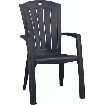 KETER Santorini sedia da giardino impilabile in alluminio grigio Textilene resistente ai raggi UV e alle intemperie 110 kg