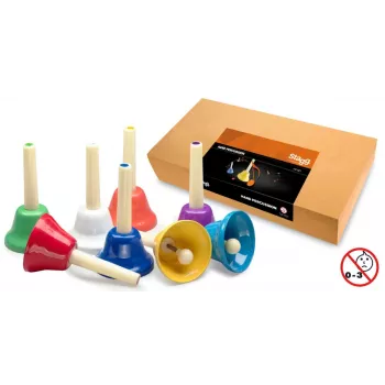 Stagg SHBSET set di campane a mano diatoniche a 8 toni con campane codificate a colori e custodia da trasporto