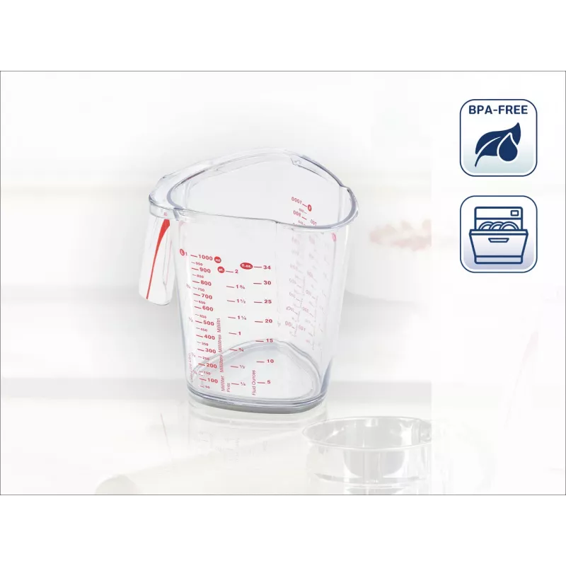 LEIFHEIT misurino 1L, trasparente, plastica SAN, scale ml/L/grammi, lavabile in lavastoviglie