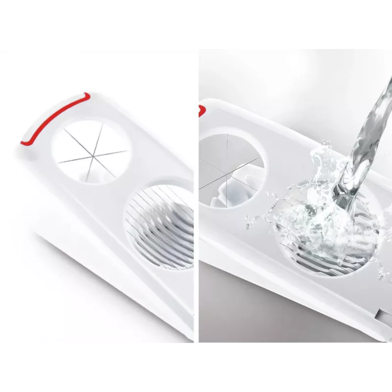 LEIFHEIT tagliauova Combi – tagliauova e taglia-uova sode 2-in-1, bianco