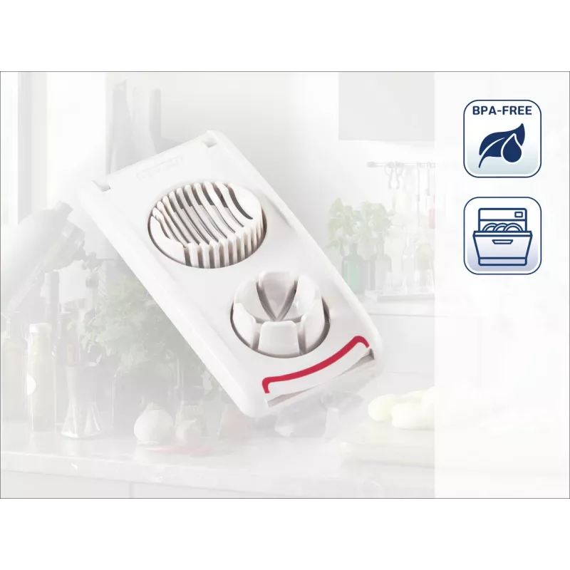LEIFHEIT tagliauova Combi – tagliauova e taglia-uova sode 2-in-1, bianco
