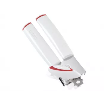 LEIFHEIT apriscatole Lifty manuale Top-Cut con impugnatura ergonomica, lama in acciaio inox, bianco/grigio