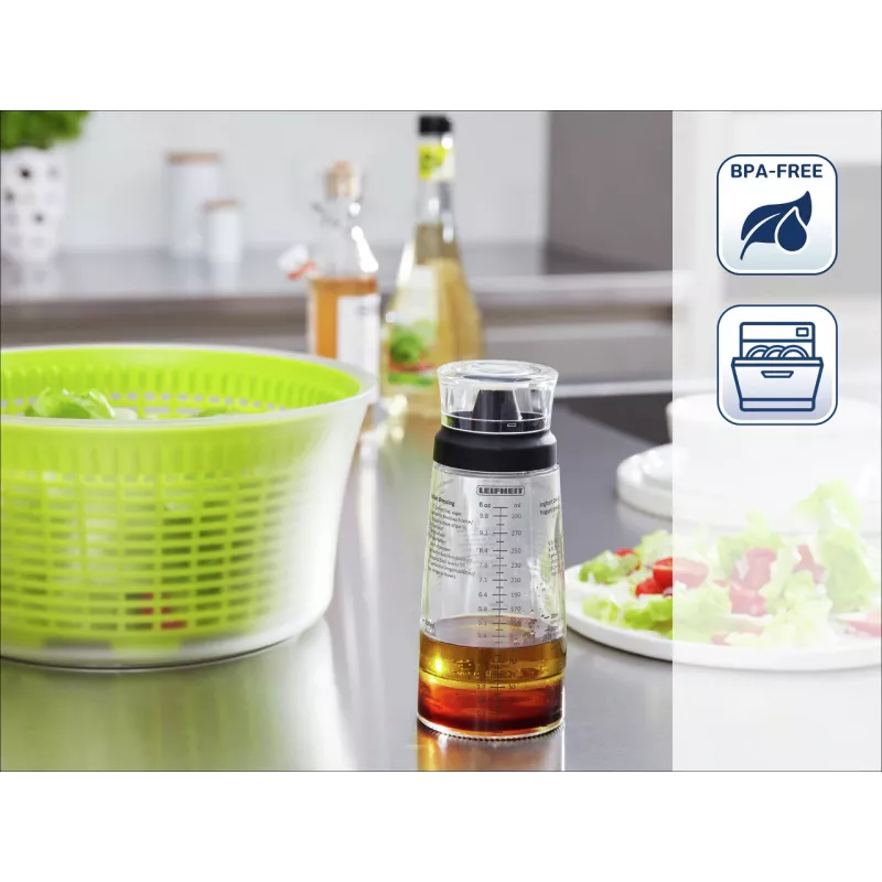 LEIFHEIT shaker per condimento per insalata 300 ml, trasparente/verde