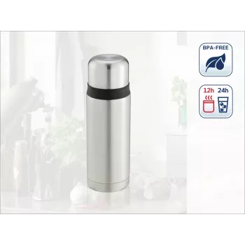 LEIFHEIT Thermos Coco 0,75L borraccia con isolamento sottovuoto, acciaio inox con contenitore interno in vetro, argento