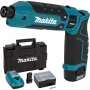 Makita TD023DSE 7,2V Li-Ion avvitatore a impulsi angolare a batteria con 2 batterie, caricabatterie e valigetta