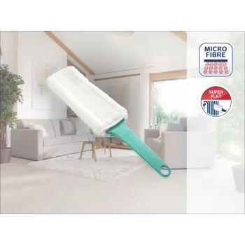 LEIFHEIT Duster piumino antipolvere piatto elettrostatico XL testa flessibile con sistema Click, blu/bianco