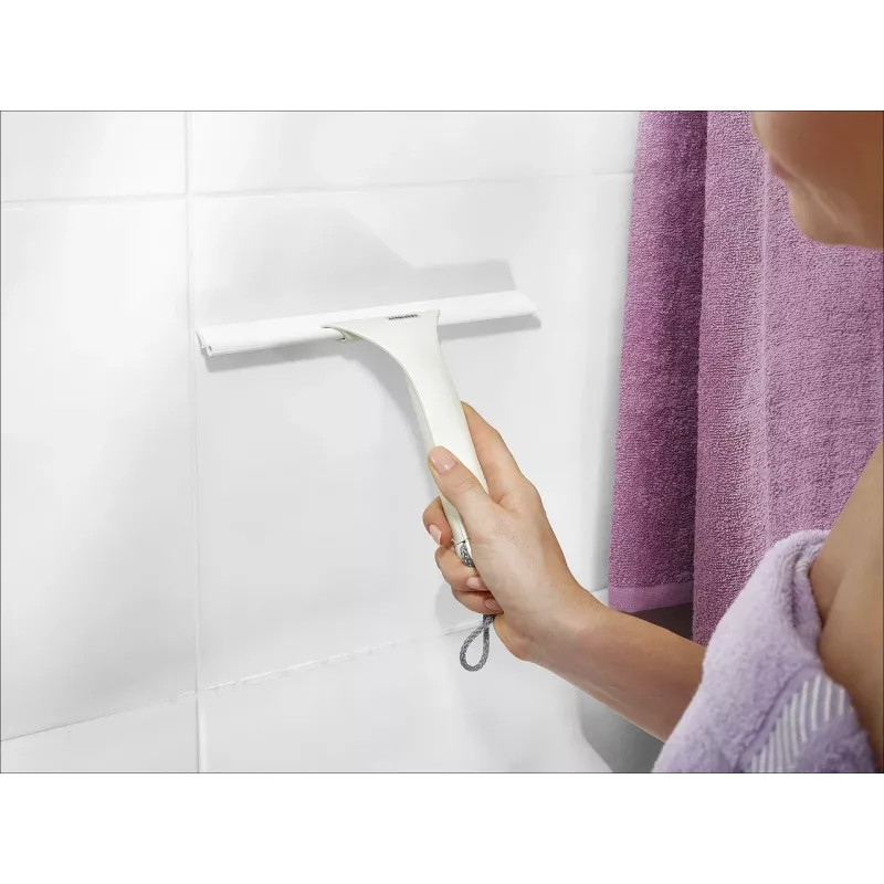 LEIFHEIT Cabino 24cm tergivetro per doccia con gancio a ventosa, bianco/grigio