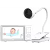 Chillax DM685 video babyphone Wi-Fi/FHSS con unità genitore 5 pollici, telecamera 1080p, funzione pan-tilt, visione notturna, funzione interfono, sensore di temperatura, ninne nanne, bianco