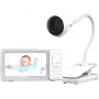 Chillax DM685 video babyphone Wi-Fi/FHSS con unità genitore 5 pollici, telecamera 1080p, funzione pan-tilt, visione notturna, funzione interfono, sensore di temperatura, ninne nanne, bianco
