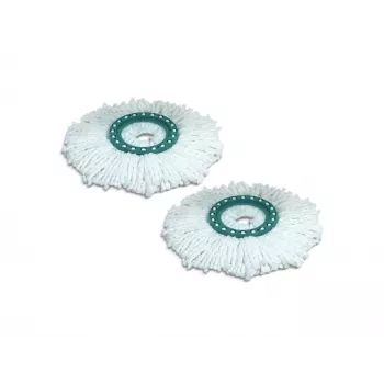 LEIFHEIT Clean Twist Disc Mop set di ricambio, 2 teste in microfibra, bianco