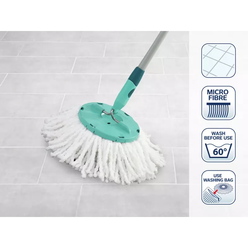 LEIFHEIT Clean Twist Disc Mop set di ricambio, 2 teste in microfibra, bianco