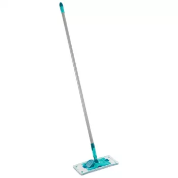 LEIFHEIT POWER CLEAN M Micro Duo mocio piatto con manico telescopico, 33cm, verde/bianco/grigio
