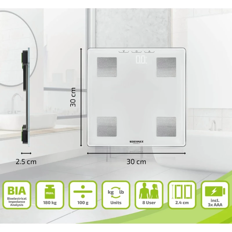 SOEHNLE Shape Sense Connect Lite bilancia analizzatore corporeo con Bluetooth e app