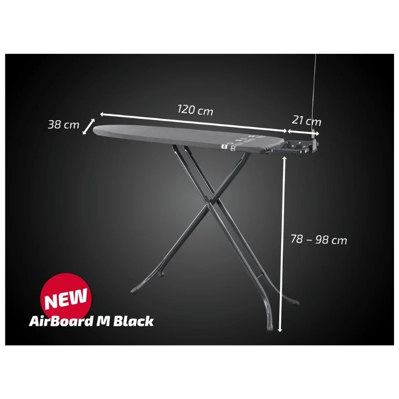 LEIFHEIT Air Board M asse da stiro, Thermo-Reflect, nero, 120 x 38 cm
