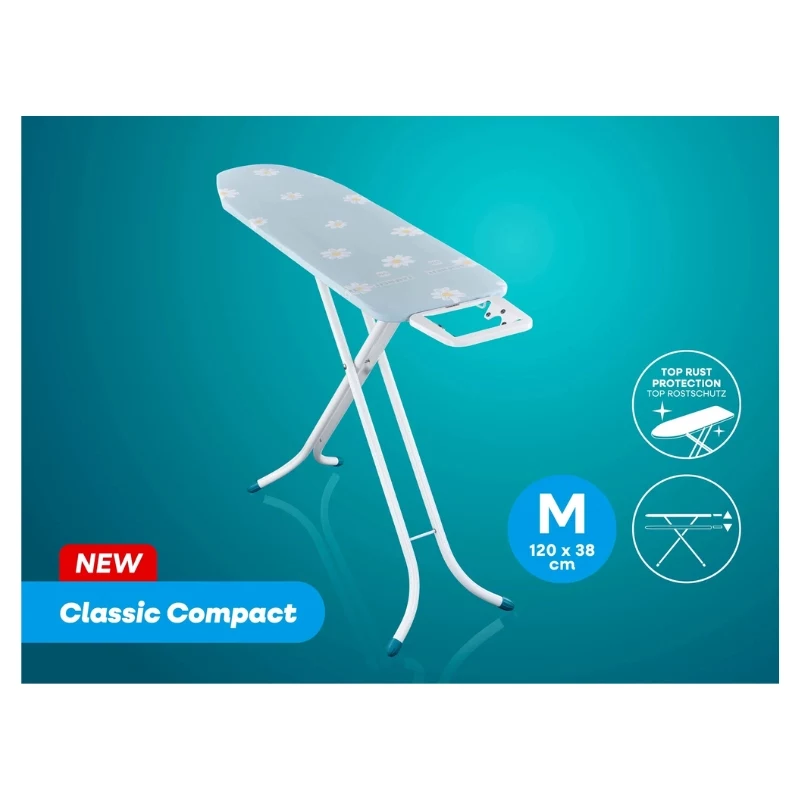 LEIFHEIT asse da stiro Classic M Compact 120x38cm con copertura in cotone e appoggio ferro fisso
