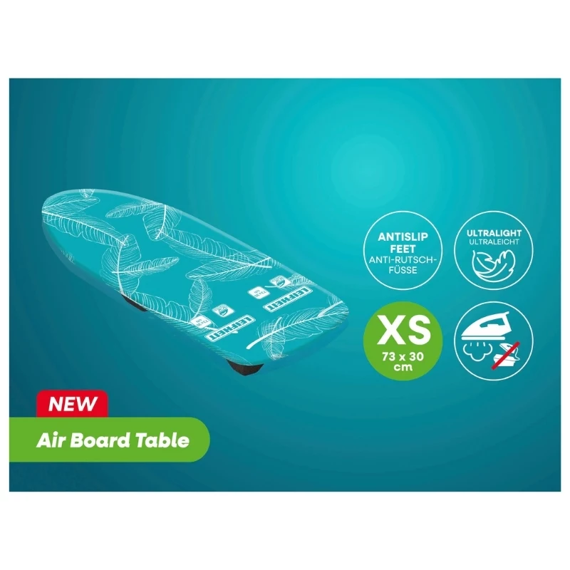 LEIFHEIT Air Board Table Compact asse da stiro 70x30 cm, Thermo-Reflect, pieghevole, blu/bianco
