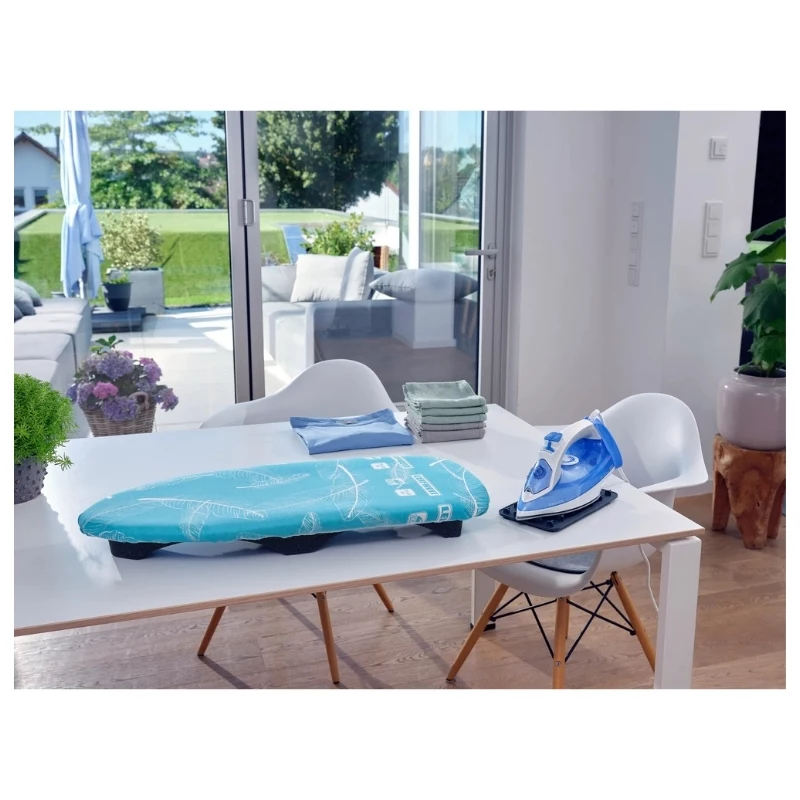 LEIFHEIT Air Board Table Compact asse da stiro 70x30 cm, Thermo-Reflect, pieghevole, blu/bianco