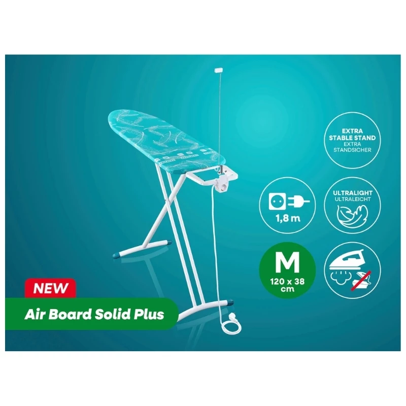 LEIFHEIT Air Board M Solid Plus asse da stiro 120x38cm con copertura Thermo-Reflect