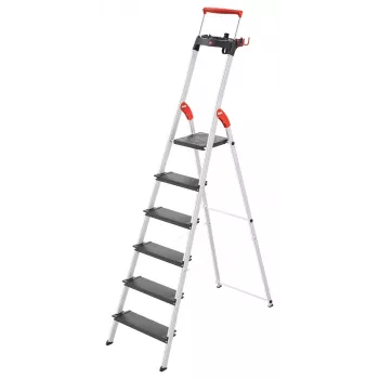 Scala domestica in alluminio Hailo L100 TopLine 8050-607, 6 gradini, con vassoio multifunzione