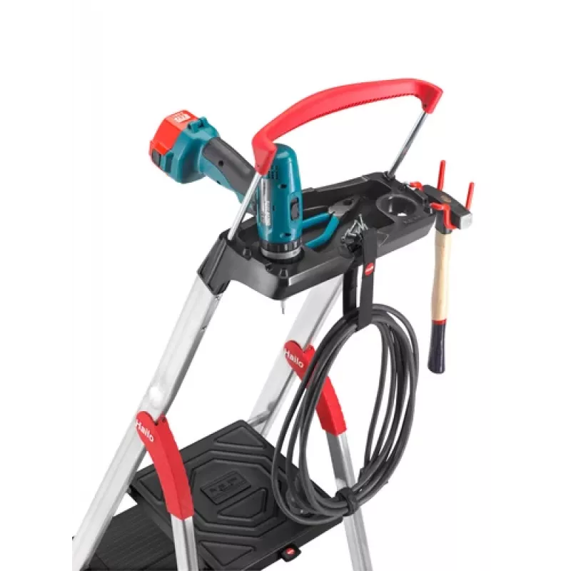 Scala domestica in alluminio Hailo L100 TopLine 8050-607, 6 gradini, con vassoio multifunzione