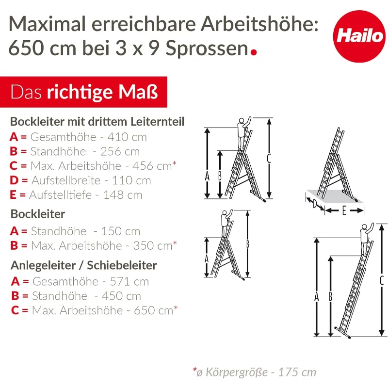 HAILO ProfiStep Combi scala in alluminio 3x9 gradini