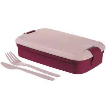 CURVER Lunch&Go contenitore rettangolare per alimenti con posate 1,4L viola