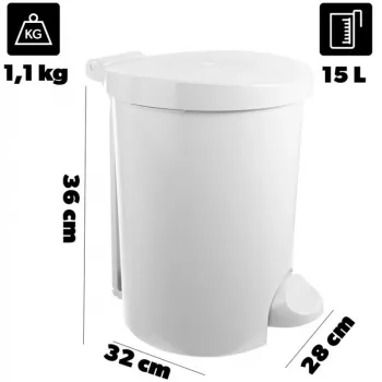 CURVER Deco pattumiera con pedale 15L bianca con secchio interno estraibile