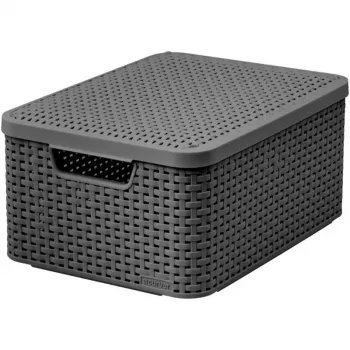 Curver Style M scatola portaoggetti con coperchio, 21,5L, grigio scuro, 39,3x29,3x18,7cm