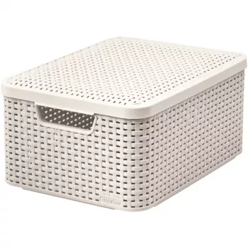 CURVER Style M scatola portaoggetti con coperchio, 39,3 x 29,3 x 18,7 cm, crema, 21,6L, pieghevole